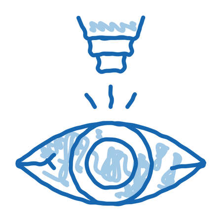 Laser Eye Treatment sketch icon vector. Hand drawn blue doodle line art Laser Eye Treatment Sign. isolated symbol illustrationのイラスト素材