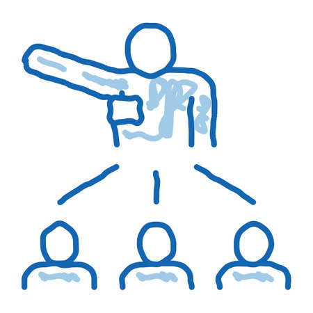 Speaker Leader for People sketch icon vector. Hand drawn blue doodle line art Speaker Leader for People Sign. isolated symbol illustrationのイラスト素材