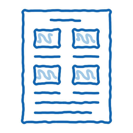 Newspaper Poster sketch icon vector. Hand drawn blue doodle line art Newspaper Poster Sign. isolated symbol illustrationのイラスト素材