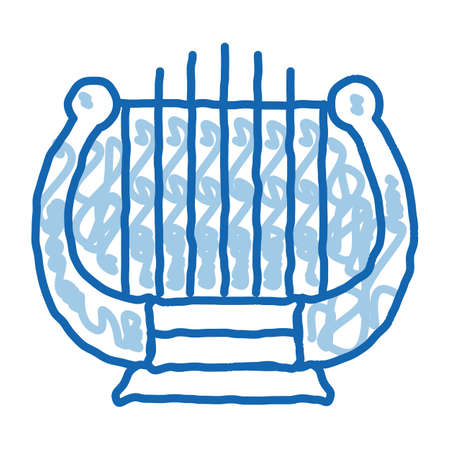 Harp sketch icon vector. Hand drawn blue doodle line art Harp Sign. isolated symbol illustrationのイラスト素材