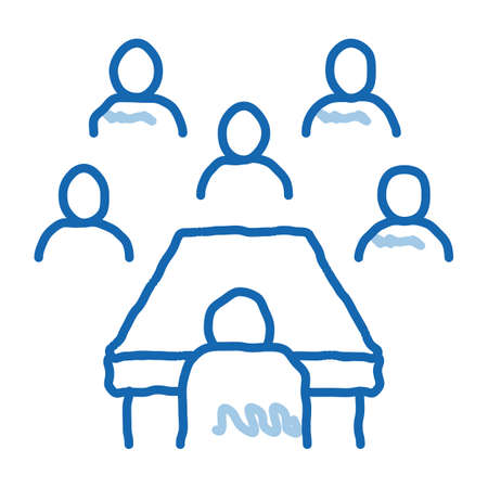 business seminar sketch icon vector. Hand drawn blue doodle line art business seminar sign. isolated symbol illustrationのイラスト素材