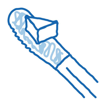 piece of butter on knife sketch icon vector. Hand drawn blue doodle line art piece of butter on knife sign. isolated symbol illustrationのイラスト素材