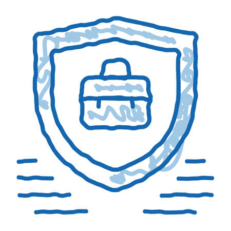 electronic data protection sketch icon vector. Hand drawn blue doodle line art electronic data protection sign. isolated symbol illustrationのイラスト素材