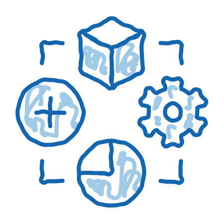 settings software sketch icon vector. Hand drawn blue doodle line art settings software sign. isolated symbol illustrationのイラスト素材