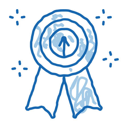 achievement medal sketch icon vector. Hand drawn blue doodle line art achievement medal sign. isolated symbol illustrationのイラスト素材