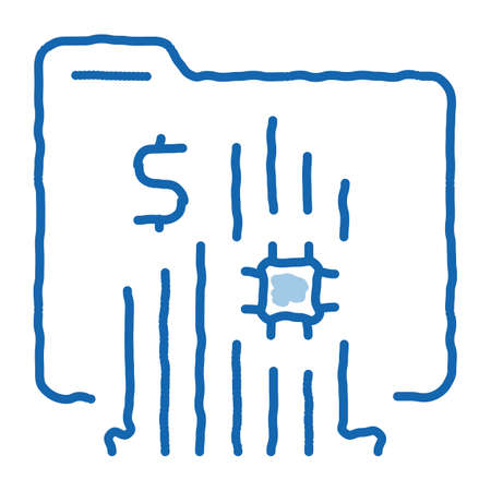 memory card sketch icon vector. Hand drawn blue doodle line art memory card sign. isolated symbol...