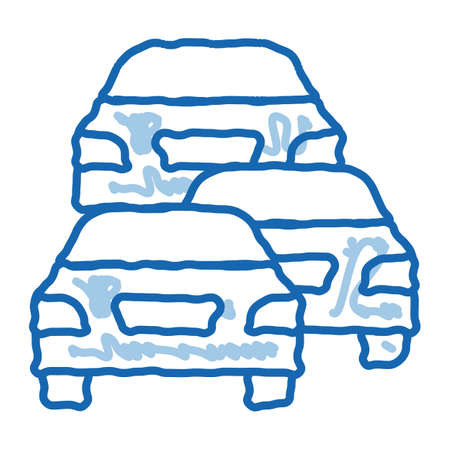 stream of cars sketch icon vector. Hand drawn blue doodle line art stream of cars sign. isolated symbol illustrationのイラスト素材