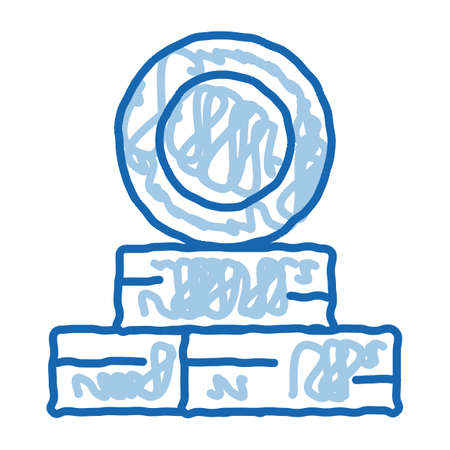 tire repair point sketch icon vector. Hand drawn blue doodle line art tire repair point sign. isolated symbol illustrationのイラスト素材