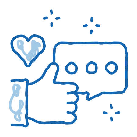 love chat communication sketch icon vector. Hand drawn blue doodle line art love chat communication sign. isolated symbol illustrationのイラスト素材