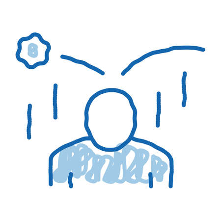 collapse of criticism per person sketch icon vector. Hand drawn blue doodle line art collapse of criticism per person sign. isolated symbol illustrationのイラスト素材