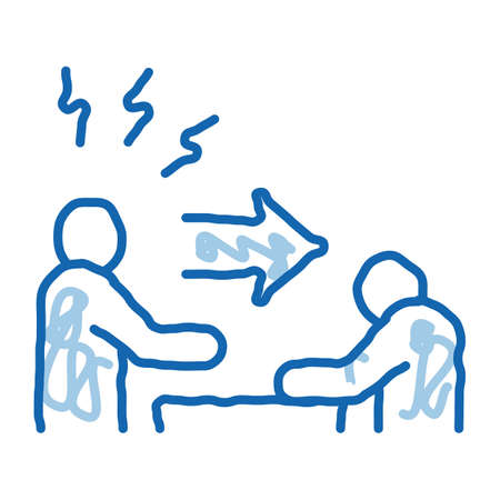 reprimand man sketch icon vector. Hand drawn blue doodle line art reprimand man sign. isolated symbol illustrationのイラスト素材