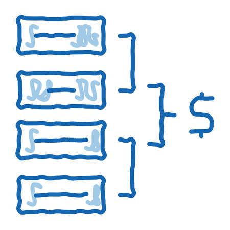 total money sketch icon vector. Hand drawn blue doodle line art total money sign. isolated symbol illustrationのイラスト素材