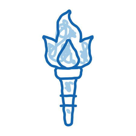 greek fire torch sketch icon vector. Hand drawn blue doodle line art greek fire torch sign. isolated symbol illustrationのイラスト素材