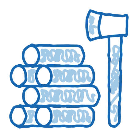 felling of trees sketch icon vector. Hand drawn blue doodle line art felling of trees sign. isolated symbol illustrationのイラスト素材