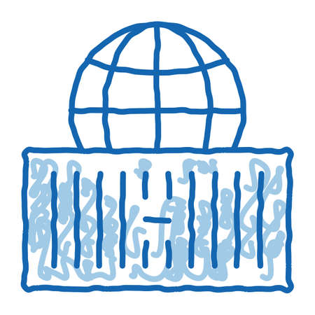 world currency sketch icon vector. Hand drawn blue doodle line art world currency sign. isolated symbol illustrationのイラスト素材