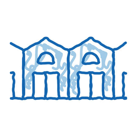 garage network sketch icon vector. Hand drawn blue doodle line art garage network sign. isolated symbol illustrationのイラスト素材