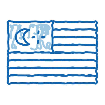 flag of malaysia sketch icon vector. Hand drawn blue doodle line art flag of malaysia sign. isolated symbol illustrationのイラスト素材