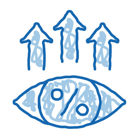 money eye growth up sketch icon vector. Hand drawn blue doodle line art money eye growth up sign. isolated symbol illustrationのイラスト素材
