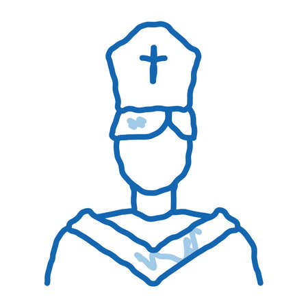 priest preacher sketch icon vector. Hand drawn blue doodle line art priest preacher sign. isolated symbol illustrationのイラスト素材