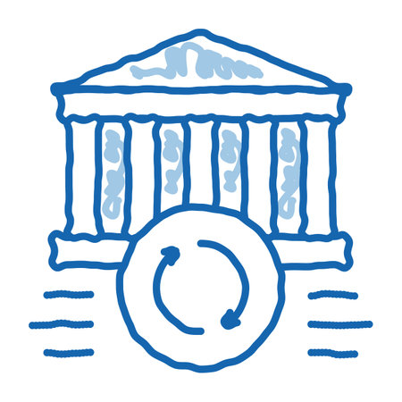 sync update sketch icon vector. Hand drawn blue doodle line art sync update sign. isolated symbol illustrationのイラスト素材