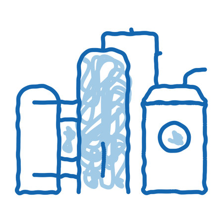 gas supply station sketch icon vector. Hand drawn blue doodle line art gas supply station sign. isolated symbol illustrationのイラスト素材
