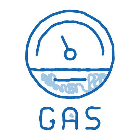 engine gas indicator sketch icon vector. Hand drawn blue doodle line art engine gas indicator sign. isolated symbol illustrationのイラスト素材