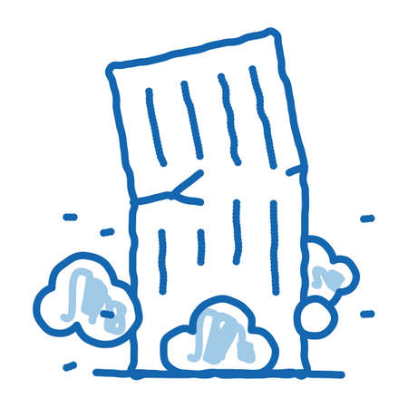 high-rise building collapse sketch icon vector. Hand drawn blue doodle line art high-rise building collapse sign. isolated symbol illustrationのイラスト素材