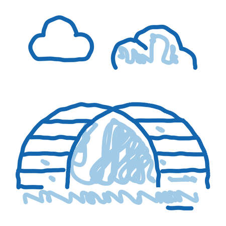 semicircular hill ladder rainbow sketch icon vector. Hand drawn blue doodle line art semicircular hill ladder rainbow sign. isolated symbol illustrationのイラスト素材