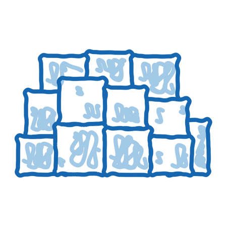 mountain of cheese cubes sketch icon vector. Hand drawn blue doodle line art mountain of cheese cubes sign. isolated symbol illustrationのイラスト素材