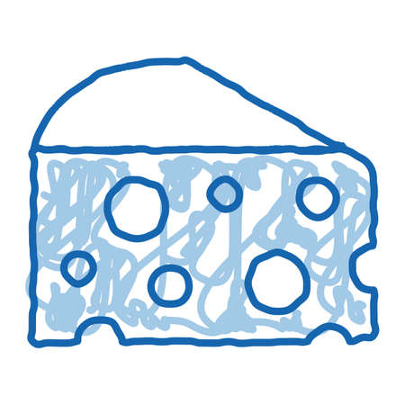 coarse triangular cheese bar sketch icon vector. Hand drawn blue doodle line art coarse triangular cheese bar sign. isolated symbol illustrationのイラスト素材