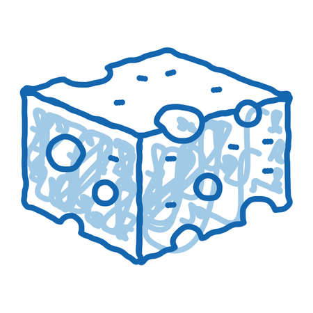 coarse cheese bar sketch icon vector. Hand drawn blue doodle line art coarse cheese bar sign. isolated symbol illustrationのイラスト素材