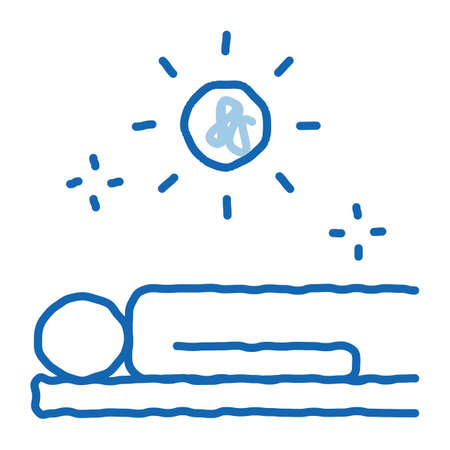 application sun bath sketch icon vector. Hand drawn blue doodle line art application sun bath sign. isolated symbol illustrationのイラスト素材