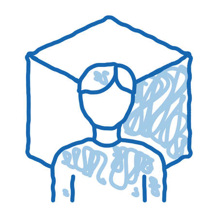 reality designer sketch icon vector. Hand drawn blue doodle line art reality designer sign. isolated symbol illustrationのイラスト素材