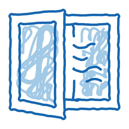 draft in window sketch icon vector. Hand drawn blue doodle line art draft in window sign. isolated symbol illustrationのイラスト素材