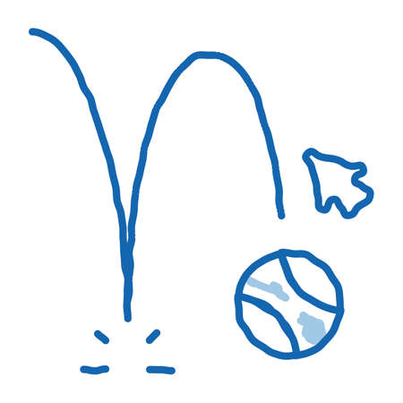projection of motion falling ball sketch icon vector. Hand drawn blue doodle line art projection of motion falling ball sign. isolated symbol illustrationのイラスト素材