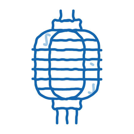 chinese lantern sketch icon vector. Hand drawn blue doodle line art chinese lantern sign. isolated symbol illustrationのイラスト素材