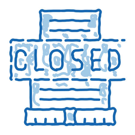 shopping center closing sketch icon vector. Hand drawn blue doodle line art shopping center closing sign. isolated symbol illustrationのイラスト素材