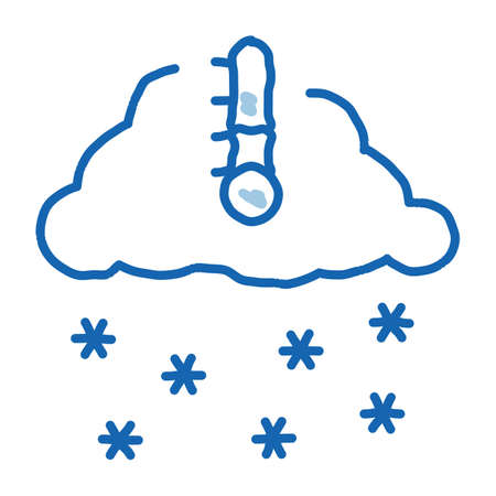 winter low temperature and snow sketch icon vector. Hand drawn blue doodle line art winter low temperature and snow sign. isolated symbol illustrationのイラスト素材