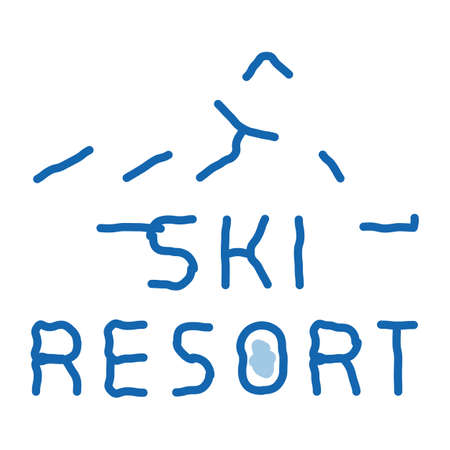 ski resort sketch icon vector. Hand drawn blue doodle line art ski resort sign. isolated symbol illustrationのイラスト素材