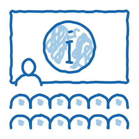 lector information blackboard sketch icon vector. Hand drawn blue doodle line art lector information blackboard sign. isolated symbol illustrationのイラスト素材