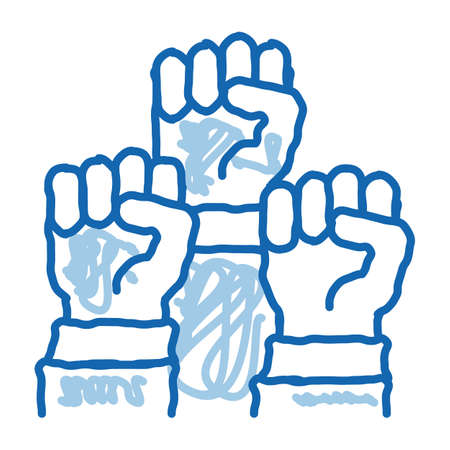 multiracial fists sketch icon vector. Hand drawn blue doodle line art multiracial fists sign. isolated symbol illustrationのイラスト素材