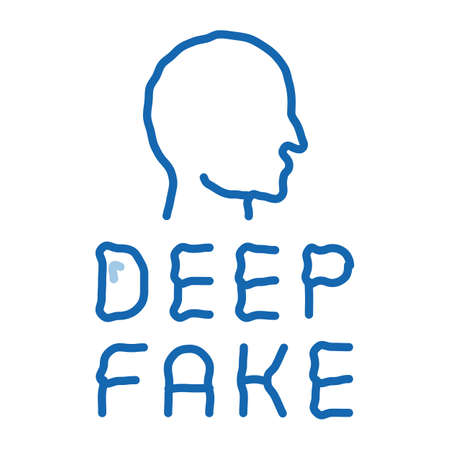 deepfake human face sketch icon vector. Hand drawn blue doodle line art deepfake human face sign. isolated symbol illustrationのイラスト素材