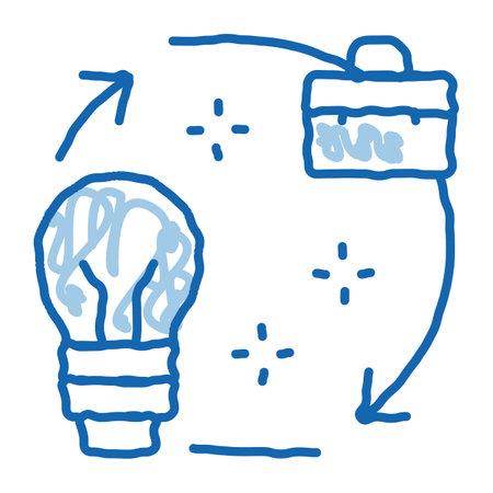 business idea circle arrows sketch icon vector. Hand drawn blue doodle line art business idea circle arrows sign. isolated symbol illustrationのイラスト素材