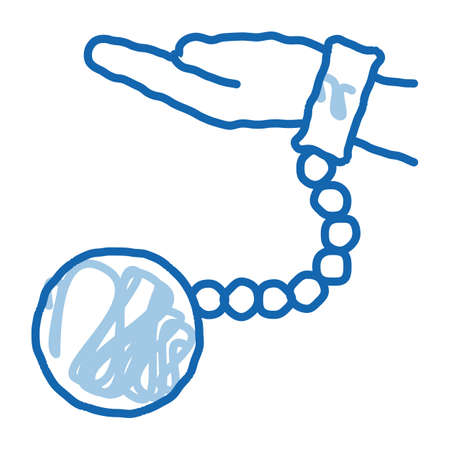 hand chained to load sketch icon vector. Hand drawn blue doodle line art hand chained to load sign. isolated symbol illustrationのイラスト素材