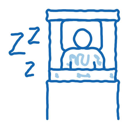 human sleeping time in bed sketch icon vector. Hand drawn blue doodle line art human sleeping time in bed sign. isolated symbol illustrationのイラスト素材