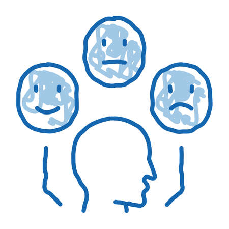 positive neutral negative human feedback sketch icon vector. Hand drawn blue doodle line art positive neutral negative human feedback sign. isolated symbol illustrationのイラスト素材