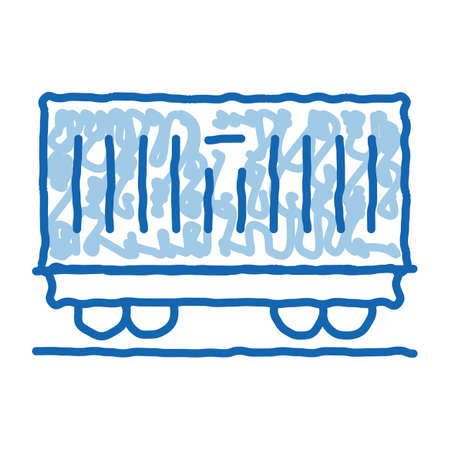 carriage container transportation sketch icon vector. Hand drawn blue doodle line art carriage container transportation sign. isolated symbol illustrationのイラスト素材