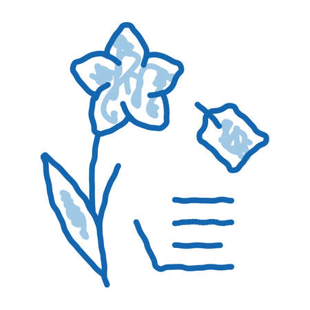 flower label price sketch icon vector. Hand drawn blue doodle line art flower label price sign. isolated symbol illustrationのイラスト素材