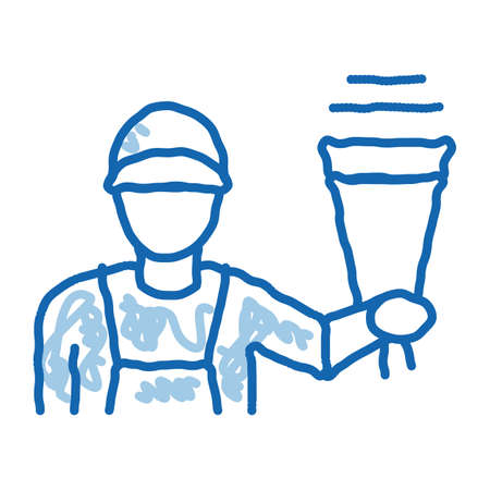 flower shop courier delivery sketch icon vector. Hand drawn blue doodle line art flower shop courier delivery sign. isolated symbol illustrationのイラスト素材