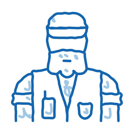 forester man sketch icon vector. Hand drawn blue doodle line art forester man sign. isolated symbol illustrationのイラスト素材